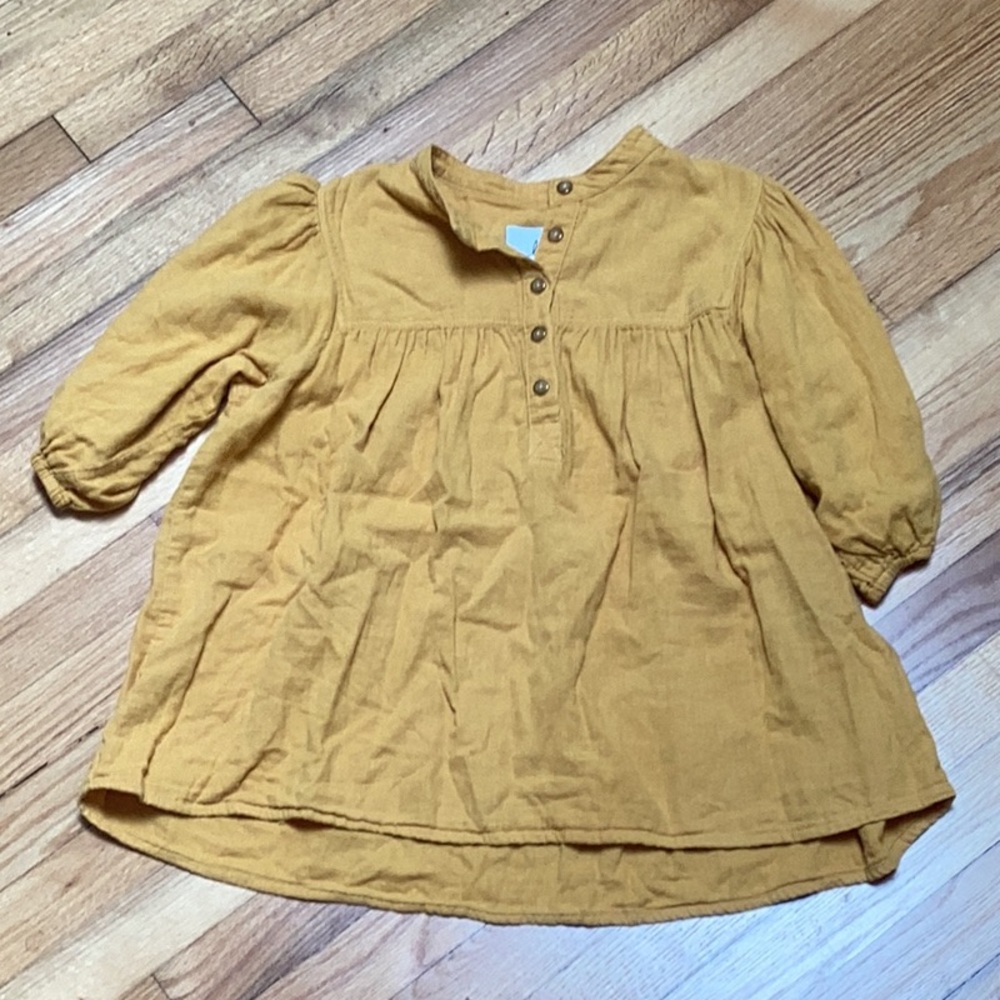 Loup Grace Cotton Button Front Top in Canary Size large - Picture 2 of 11